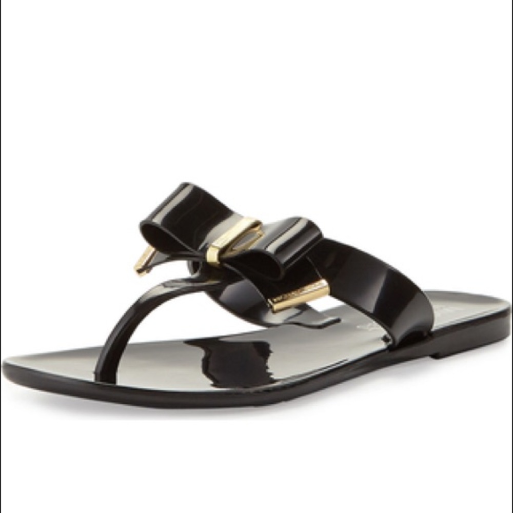 Michael Kors Black Kayden Bow Thong Sandals